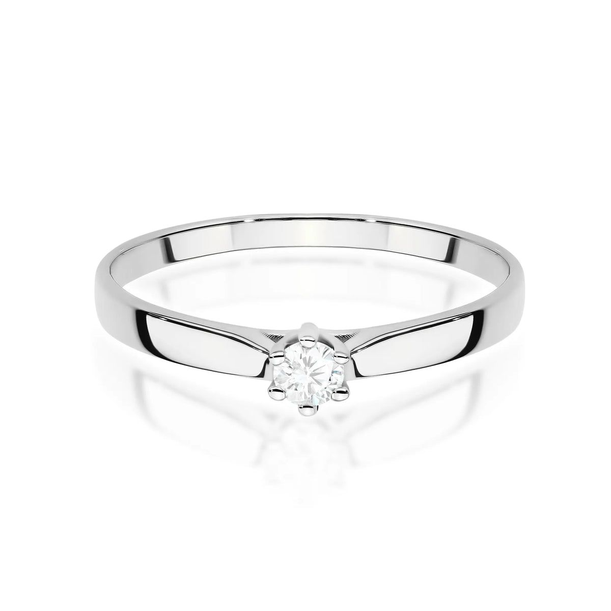 Ring aus 14-karätigem (585) Weißgold mit 0,10 ct Labor-Diamant. Wird in einer eleganten Schachtel geliefert, die sich perfekt als Geschenk eignet.