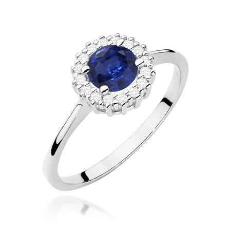 White Gold 14k(585) ring with 0,50ct sapphire.  Is packaged in an elegant box, which is perfect for a gift.