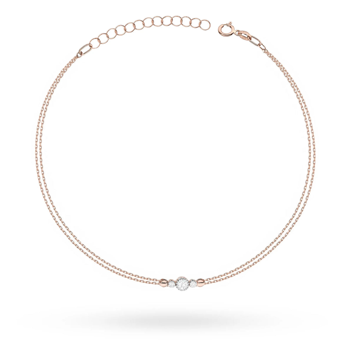 14k Rose Gold (585) Bracelet | 0.10ct & 0.029ct Diamonds | Sparkling Elegant Luxury Jewelry Gift