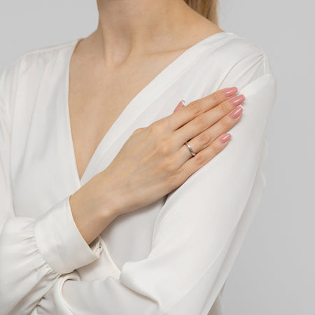 14k rose gold ring with 2 blue zirconia hearts. Classic design with modern twist. Packed in black box, paper, and gift bag.