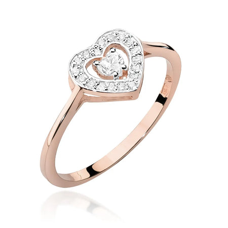 14K rose gold ring with 0.10ct diamond and 18 diamonds of total mass 0.09ct. Ring is packed in black box, paper and gift bag.