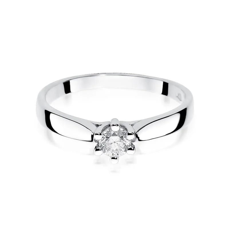 14k White Gold (585) Diamond Classic Engagement Ring | Fine Jewelry Gift