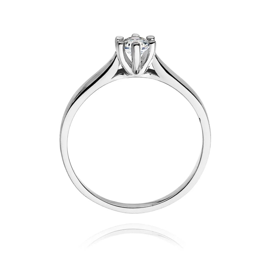 14k White Gold (585) Diamond Classic Engagement Ring | Fine Jewelry Gift