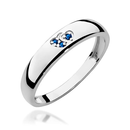14k white gold ring with 2 blue zirconia hearts. Classic design with modern twist. Packed in black box, paper, and gift bag.