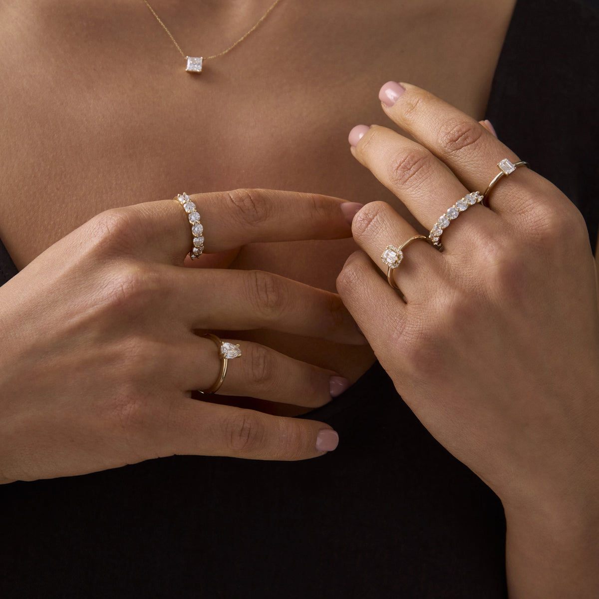 White Gold Bar Stud Earrings with 20 Lab-Grown Diamonds 0.80 ct