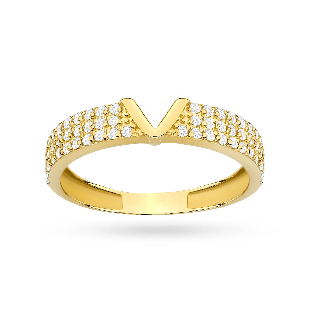 8k Gold (333) Ring | Letter V & White Zirconia | GREMARI Jewelry