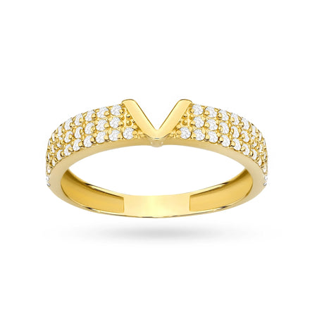 8k Gold (333) Ring | Letter V & White Zirconia | GREMARI Jewelry