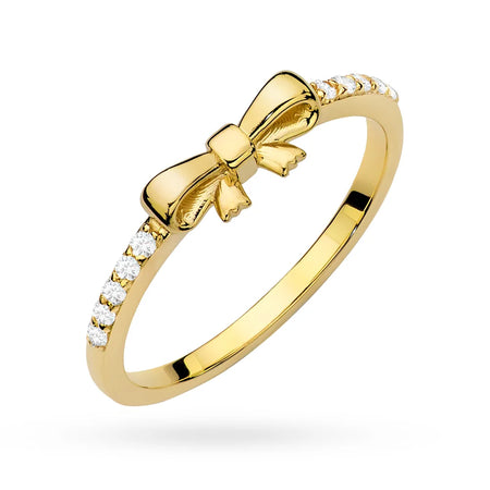 8k Gold (333) Ring | Zirconia Bow Design | GREMARI Jewelry