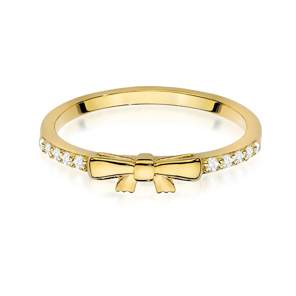 8k Gold (333) Ring | Zirconia Bow Design | GREMARI Jewelry