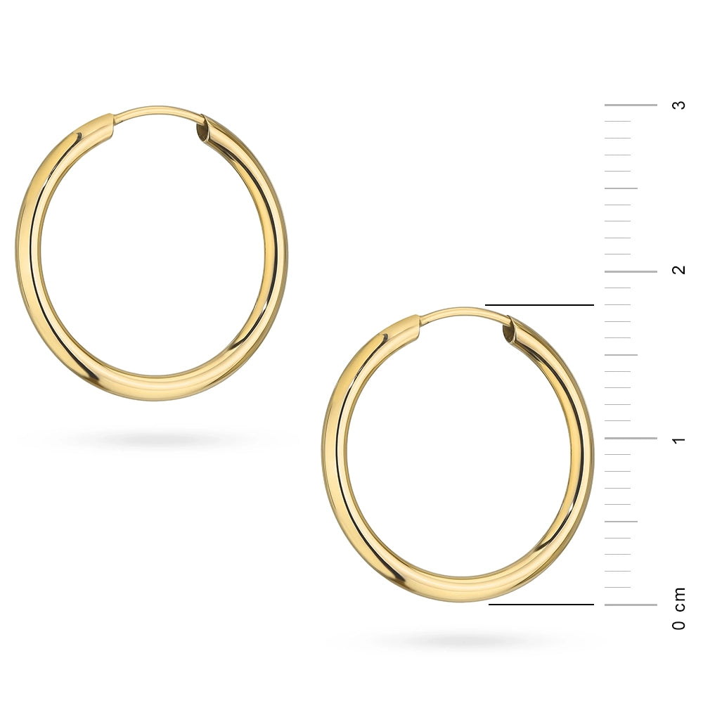 8K(333) classic round gold hoop earrings, available in sizes 18–45 mm