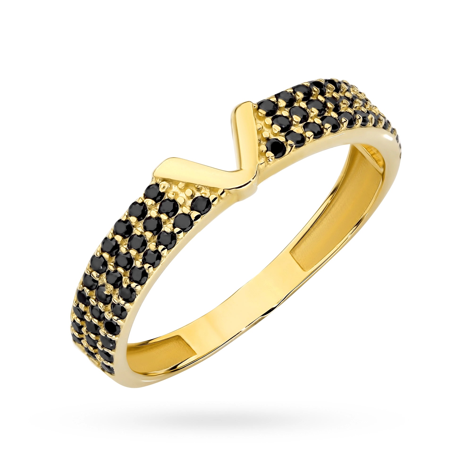 8k Gold (333) Ring | Black Zirconia | GREMARI Jewelry