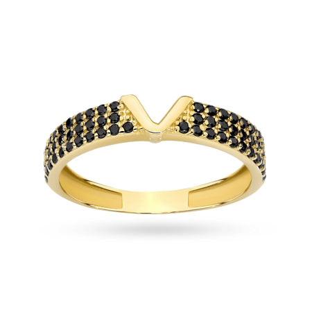 8k Gold (333) Ring | Black Zirconia | GREMARI Jewelry