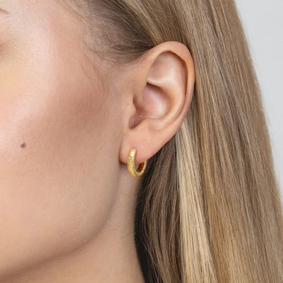 Boucles d'oreilles en argent (925) plaqué or | Créoles décorées | Bijoux GREMARI