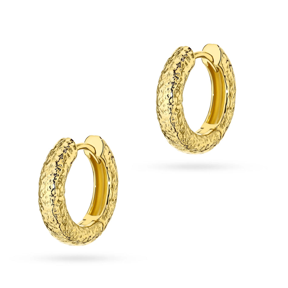 Boucles d'oreilles en argent (925) plaqué or | Créoles décorées | Bijoux GREMARI