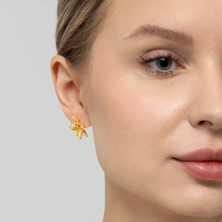 Ohrringe aus vergoldetem Silber (925) | Verbundenes Blumen-Design | GREMARI Schmuck
