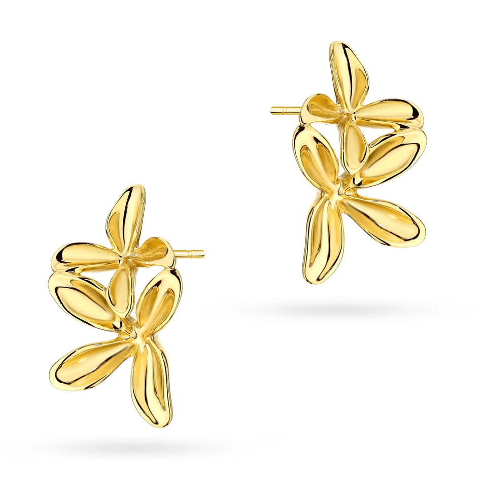 Ohrringe aus vergoldetem Silber (925) | Verbundenes Blumen-Design | GREMARI Schmuck