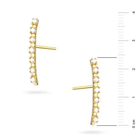 Náušnice ze stříbrného (925) pozlaceného zlata | Tyčinka a bílé korálky | Šperky GREMARI