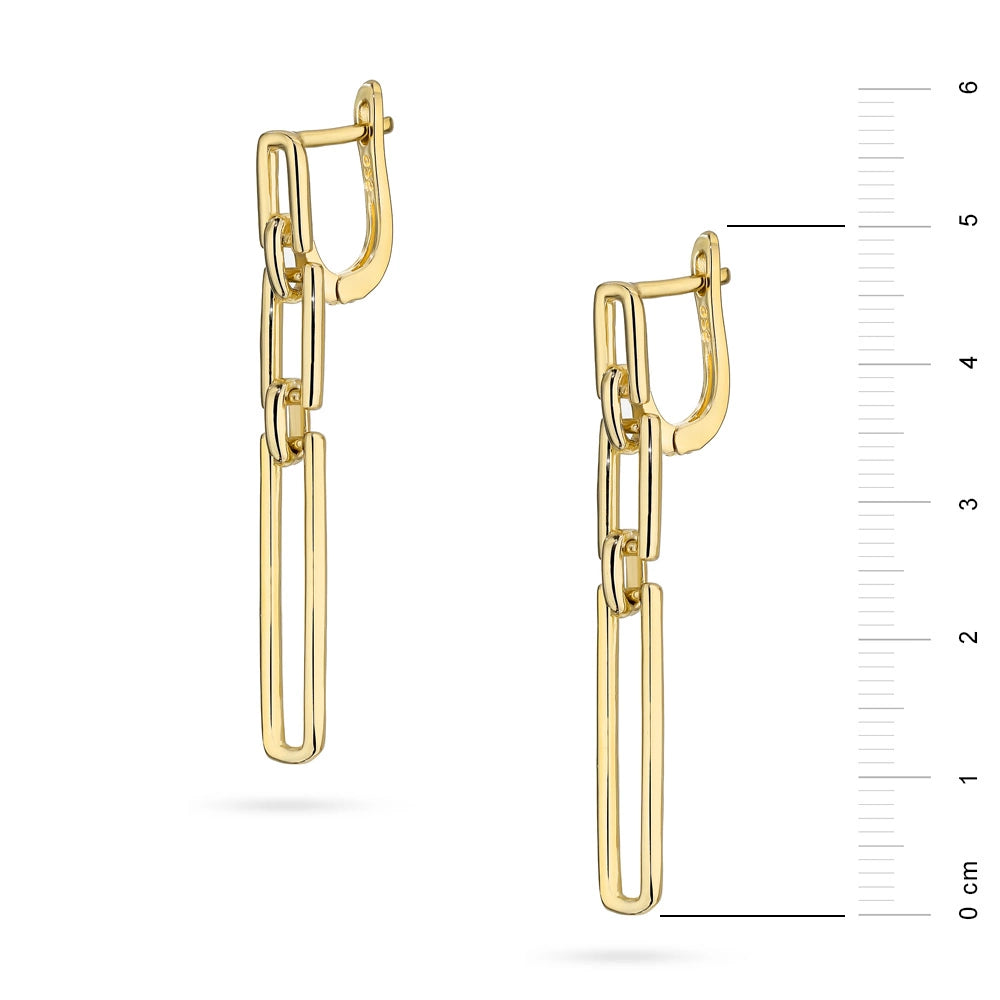 Náušnice zo striebra (925) pozlátené zlatom | Geometrický obdĺžnikový visiaci tvar | Šperky GREMARI
