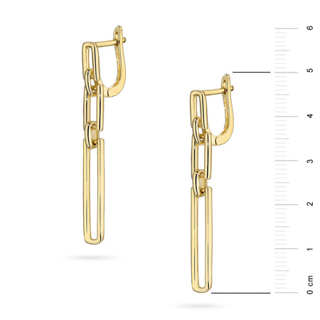 Náušnice zo striebra (925) pozlátené zlatom | Geometrický obdĺžnikový visiaci tvar | Šperky GREMARI
