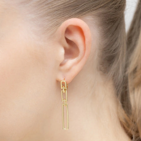 Náušnice zo striebra (925) pozlátené zlatom | Geometrický obdĺžnikový visiaci tvar | Šperky GREMARI