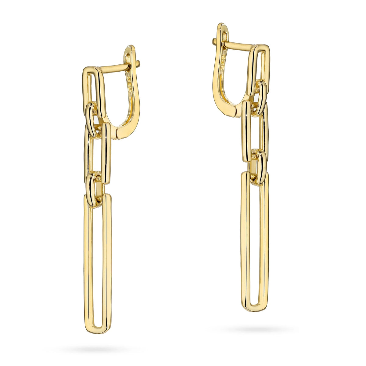 Náušnice zo striebra (925) pozlátené zlatom | Geometrický obdĺžnikový visiaci tvar | Šperky GREMARI