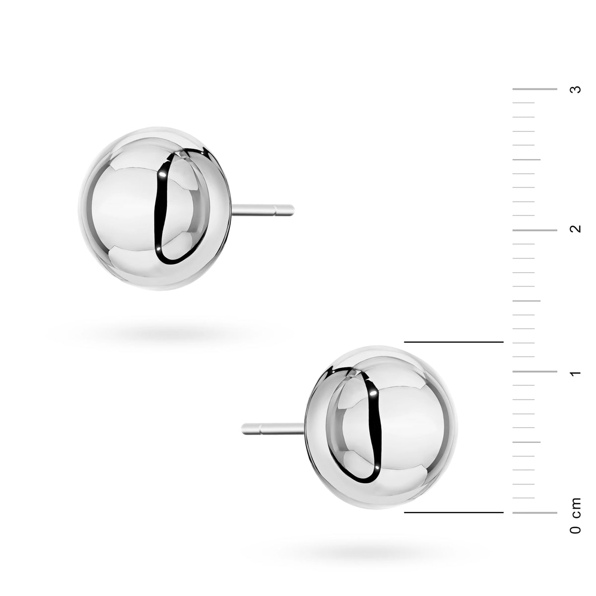 Boucles d'oreilles en argent sterling (925) | Clous convexes grands demi-boule | Bijoux GREMARI