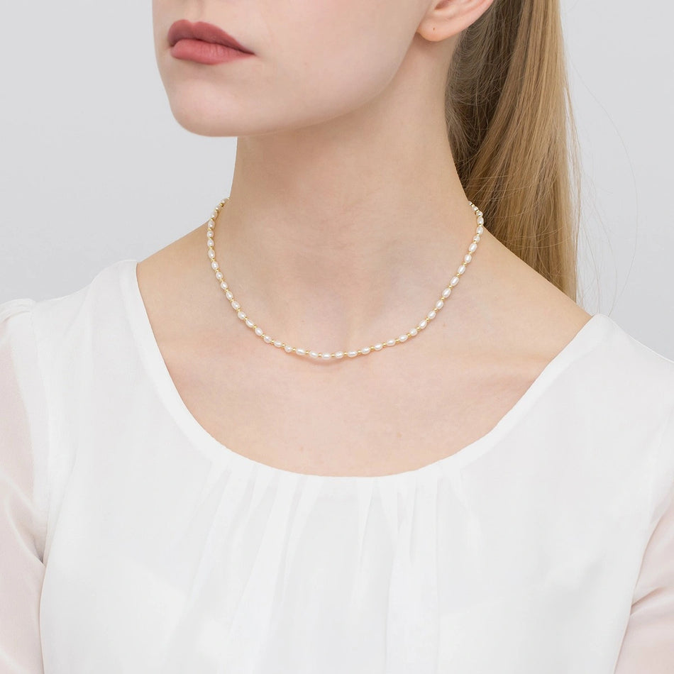 Collier en argent plaqué or (925) | Collier ras de cou en perles | Bijoux GREMARI