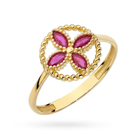 gold-ring-with-red-zirconia-flower-ap190-585-c