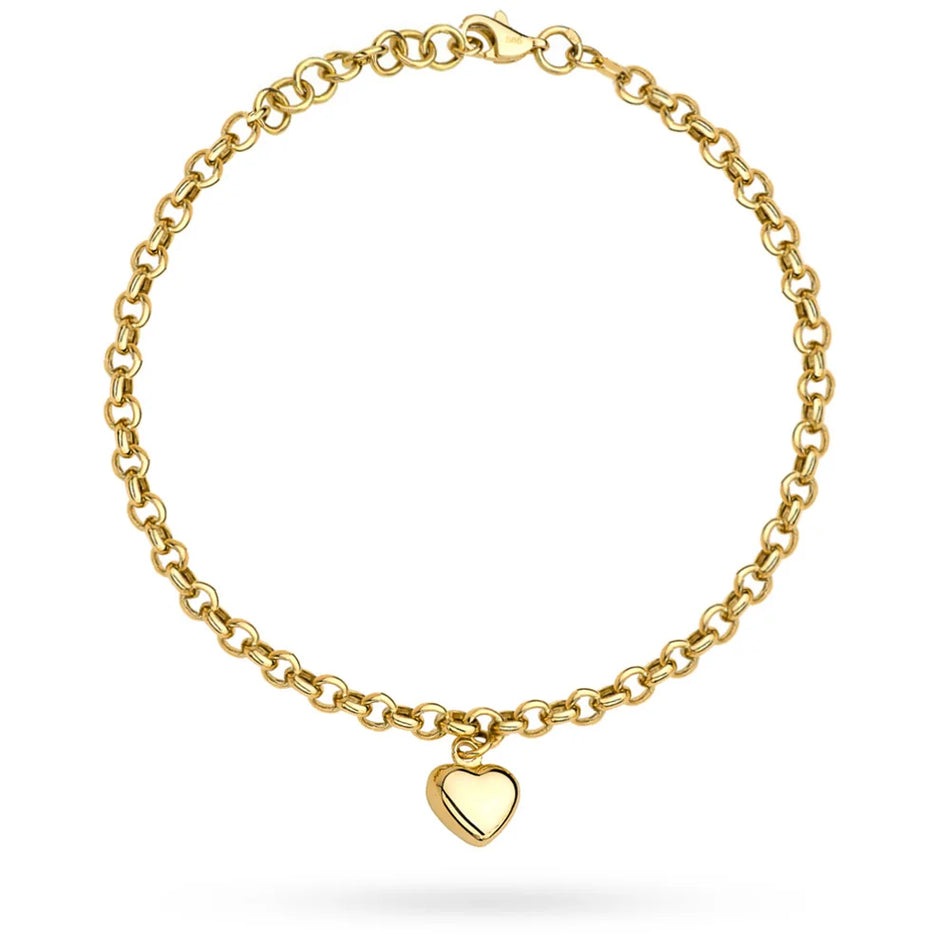 Zlatý dámský náramek srdce na řetízku rolo