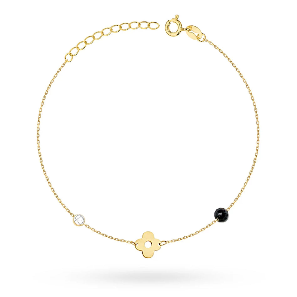 Zlatý náramek se širokými články ve tvaru papírové sponky a rytým přívěskem ve tvaru srdce