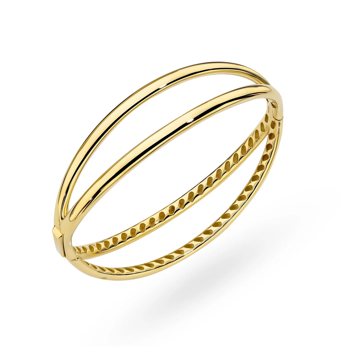Yellow Gold Smooth Oval Bangle Bracelet