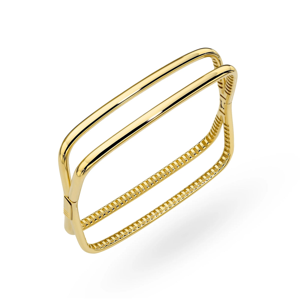 Yellow Gold Smooth Rectangular Bangle Bracelet