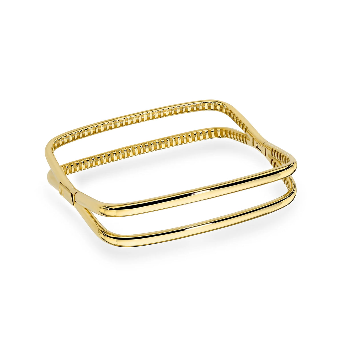 Yellow Gold Smooth Rectangular Bangle Bracelet
