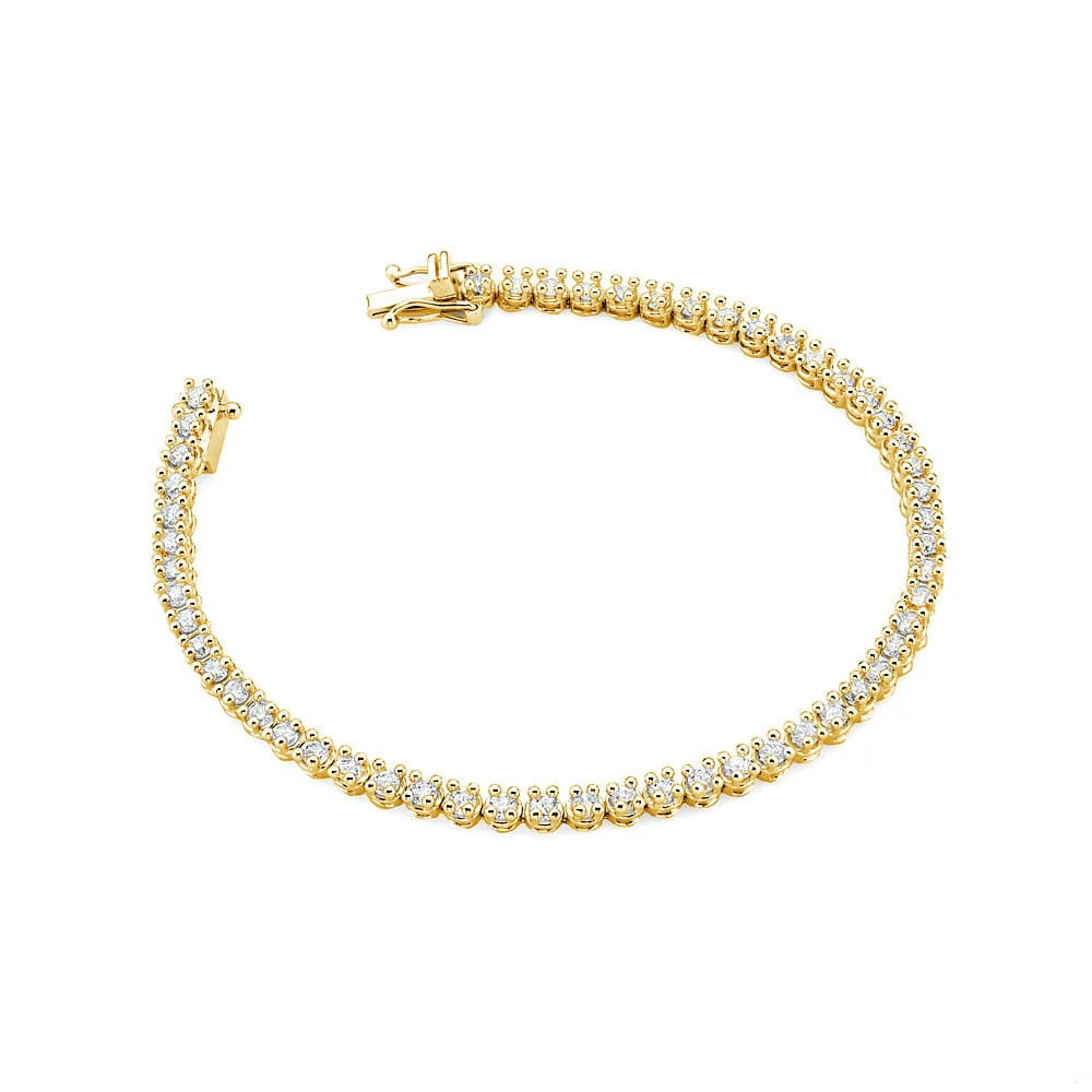 Yellow Gold Tennis Bracelet (14k) with 54 Round Natural Diamonds – 2.16ct