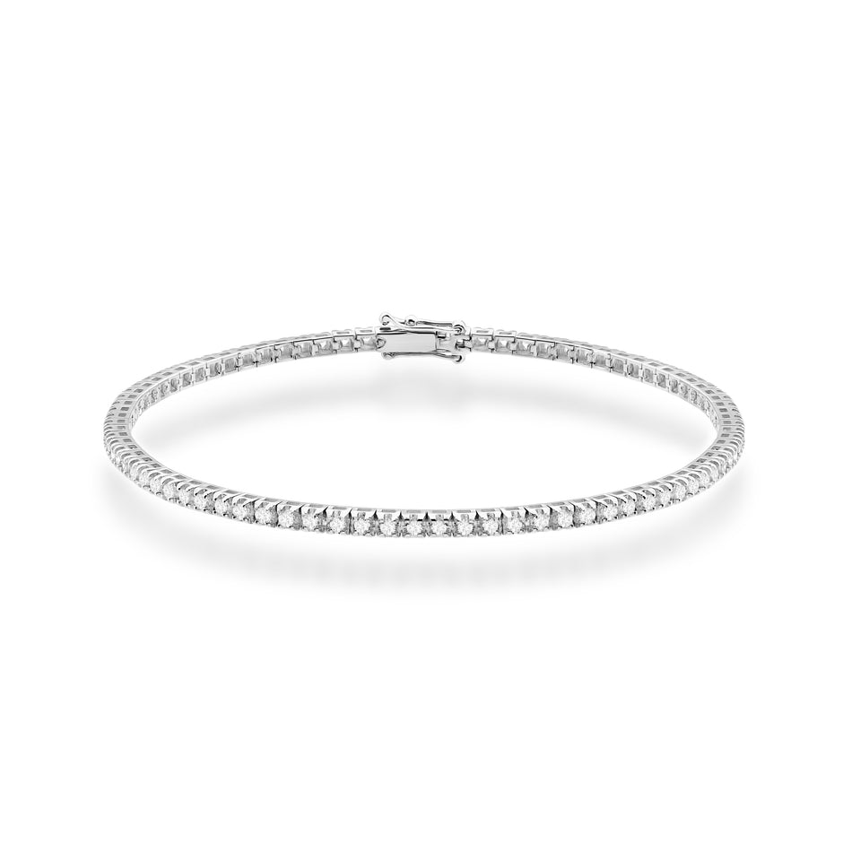 White Gold Tennis Bracelet with 74 Round Lab-Grown Diamonds - 1.073ct
