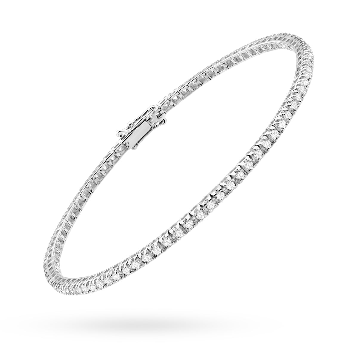 White Gold Tennis Bracelet with 74 Round Lab-Grown Diamonds – 1.073ct