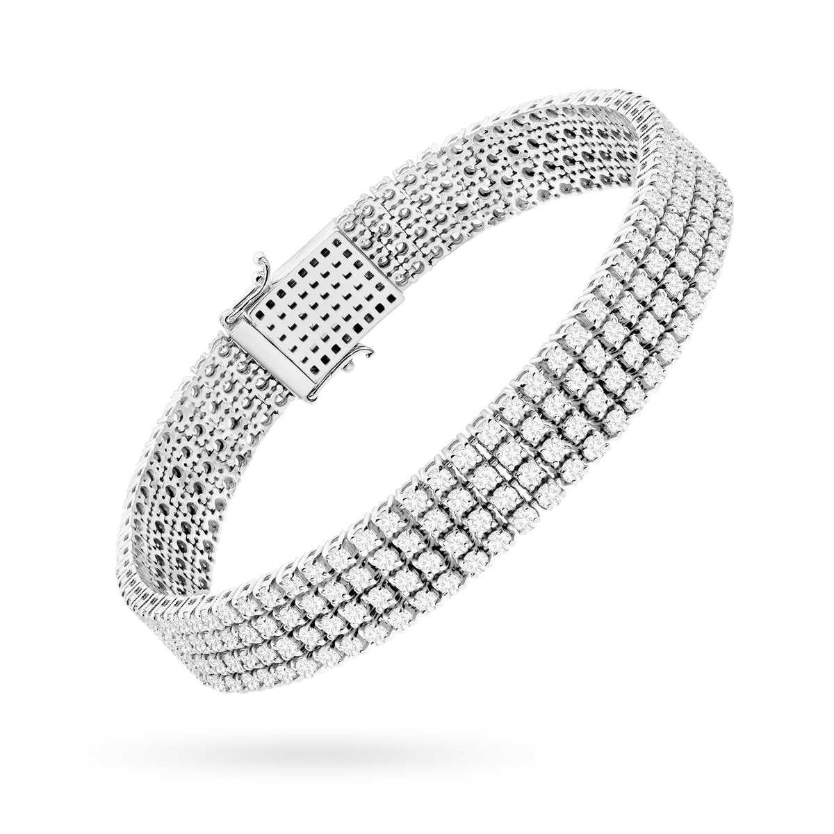 White Gold Four-Row Tennis Bracelet with 300 Round Lab-Grown Diamonds – 6.00ct