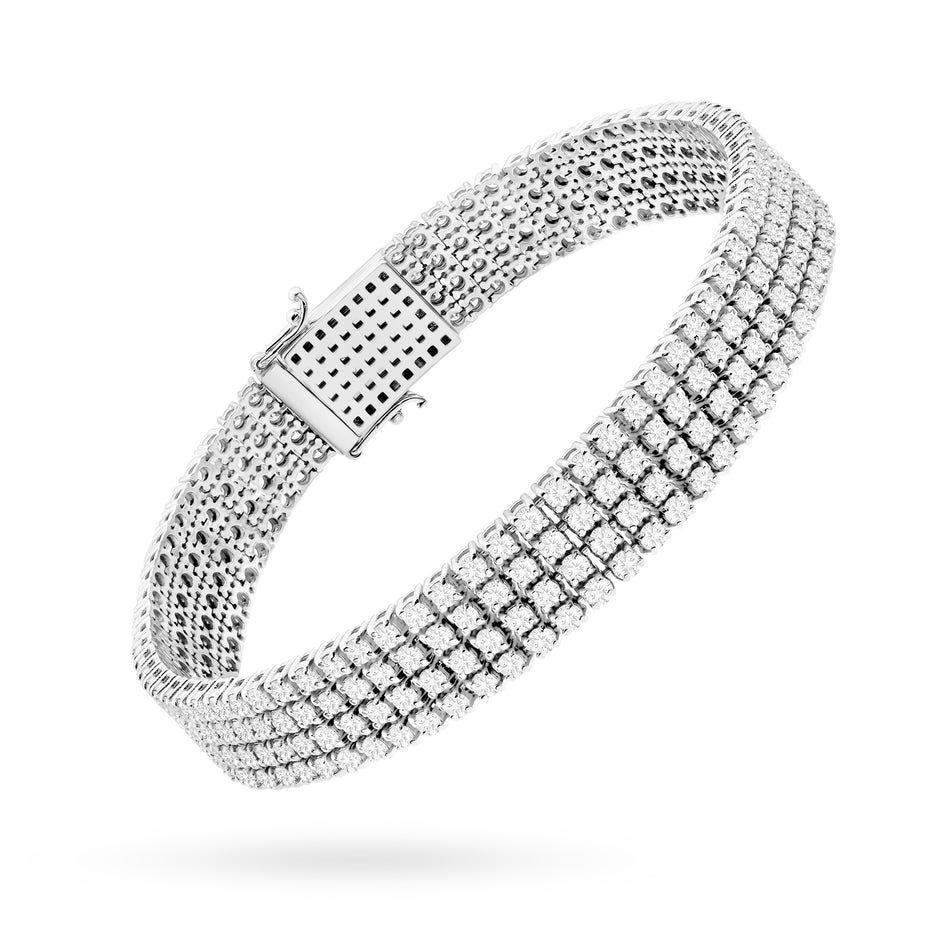 White Gold Four-Row Tennis Bracelet with 300 Round Lab-Grown Diamonds – 6.00ct