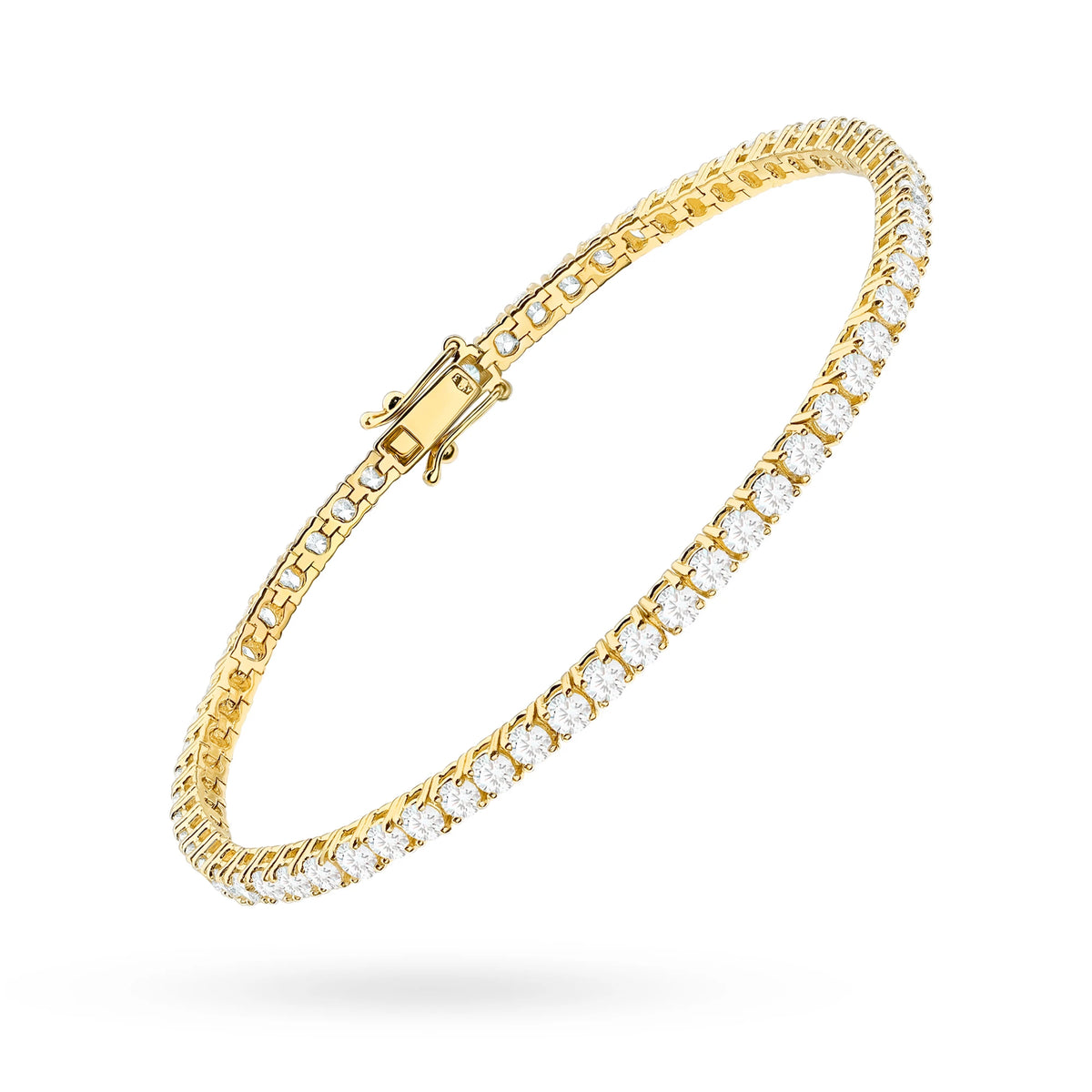 Yellow Gold Tennis Bracelet with 58 Round Lab-Grown Diamonds 3.48 ct – side view