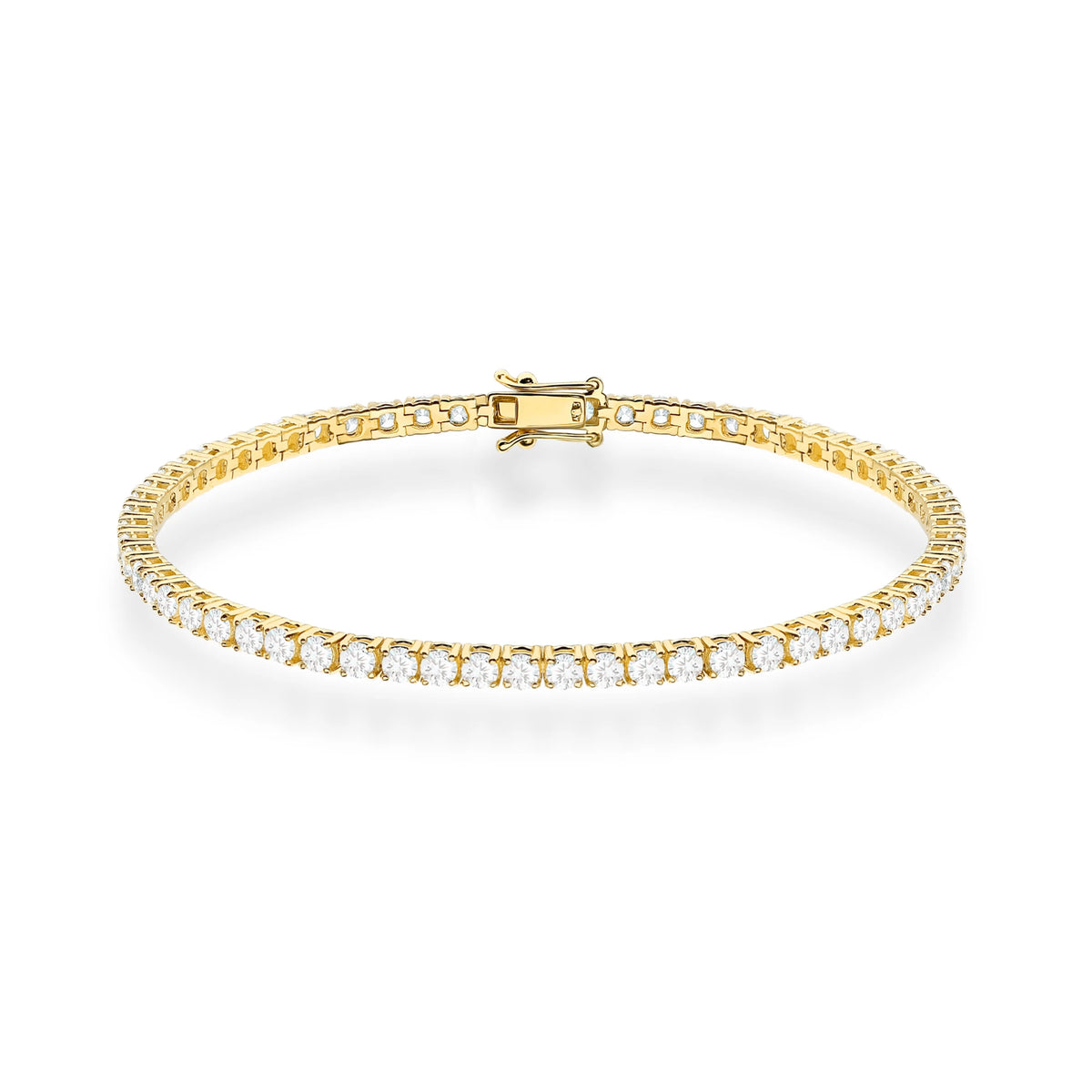 Yellow Gold Tennis Bracelet with 62 Round Lab-Grown Diamonds 3.72 ct – product view