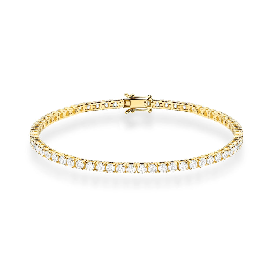 GREMARI 14K yellow gold tennis bracelet with 3.72ct round lab-grown diamonds – front view