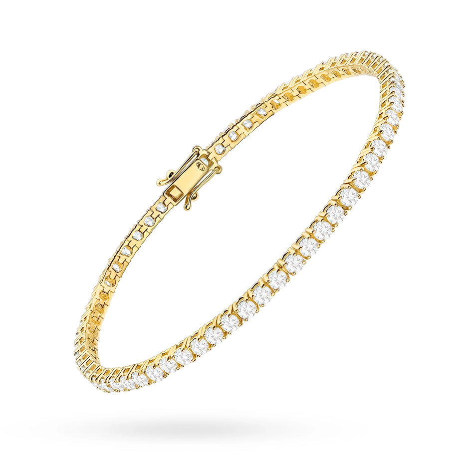 GREMARI 14K yellow gold tennis bracelet with 3.96ct round lab-grown diamonds – side view