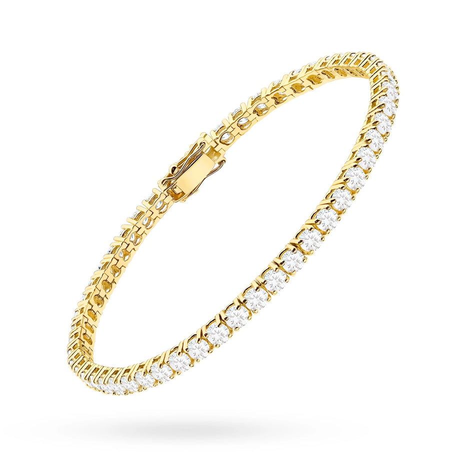 GREMARI 14K yellow gold tennis bracelet with 4.38ct round lab-grown diamonds – side view