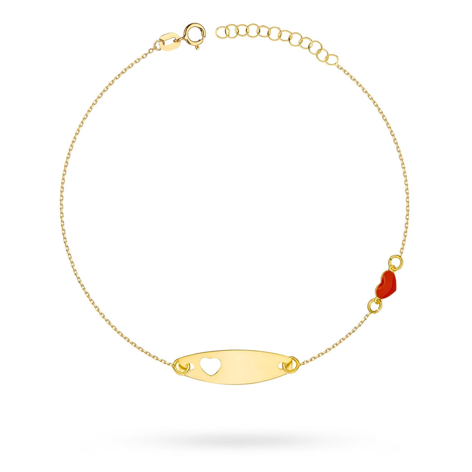 Children’s Gold Engravable Bracelet with Heart Plate Gift | 8k 333 Gold