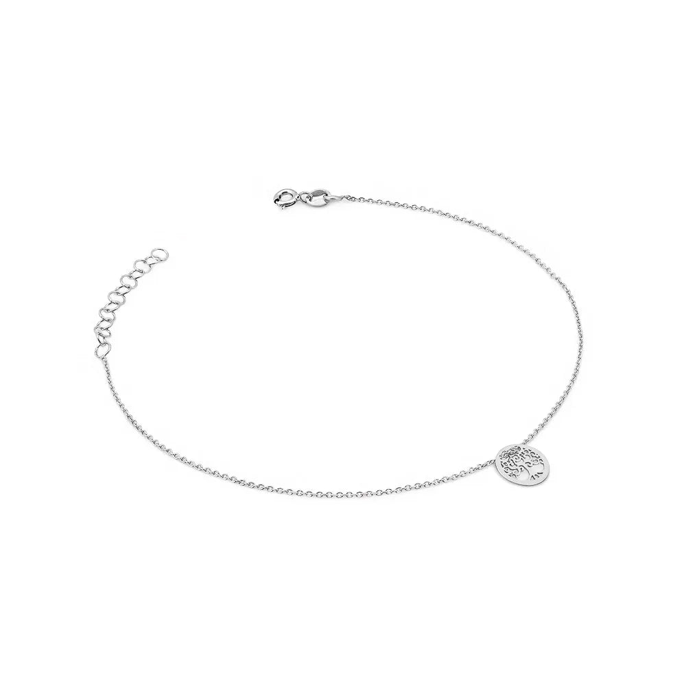 Sterling Silver Adjustable Anklet with Tree of Life Charm