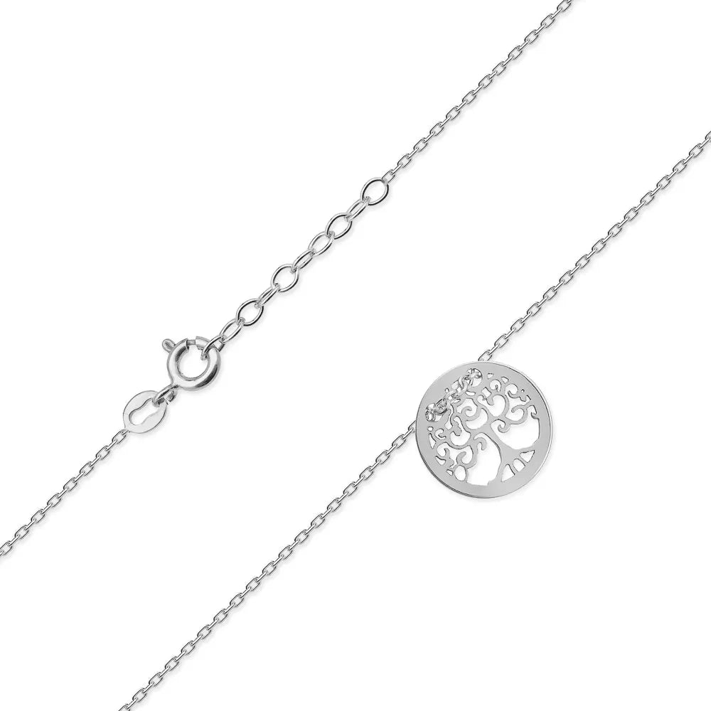 Sterling Silver Adjustable Anklet with Tree of Life Charm