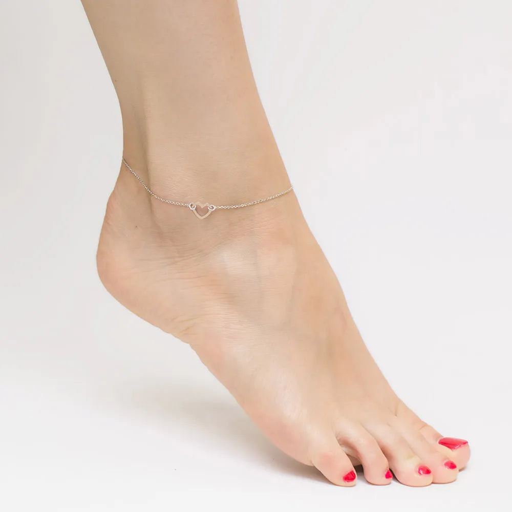 Sterling Silver Anklet with Heart Charm