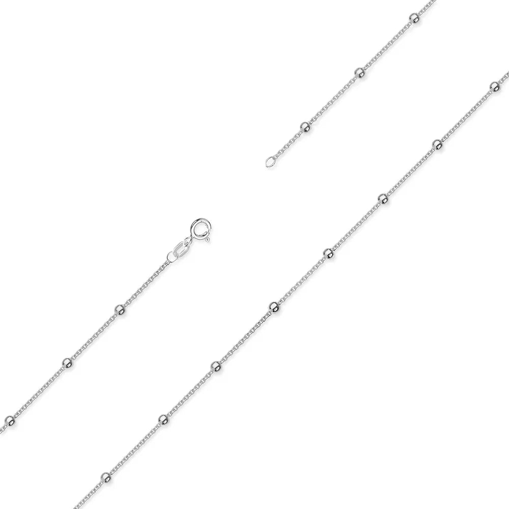 Sterling Silver Ankle Bracelet with a Beaded Chain