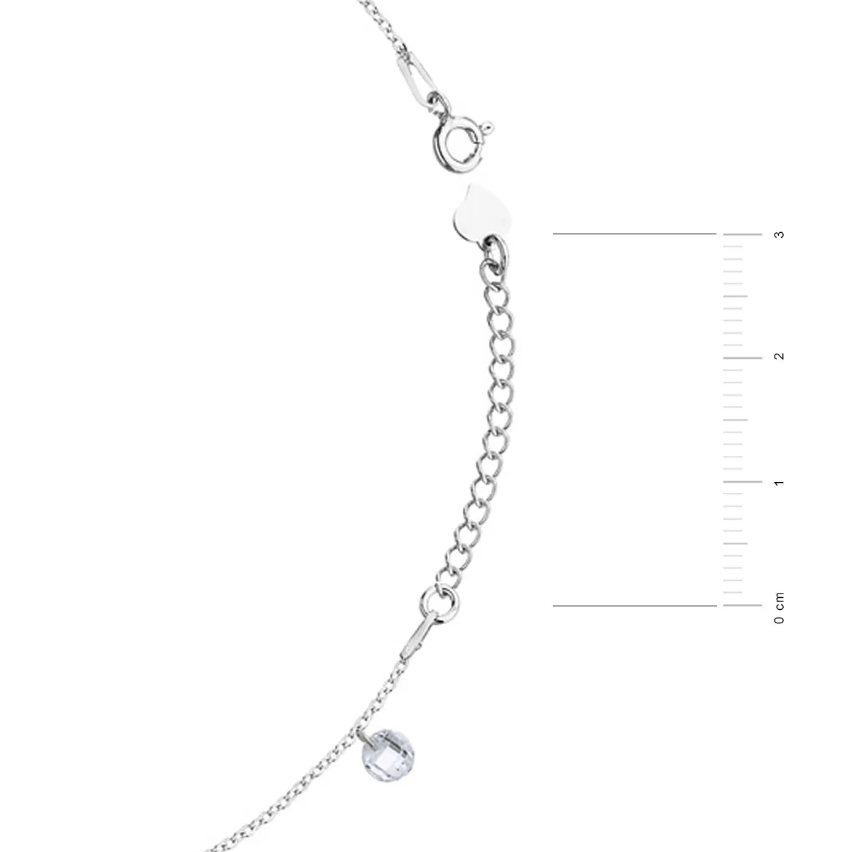 Sterling Silver Anklet with White Cubic Zirconia