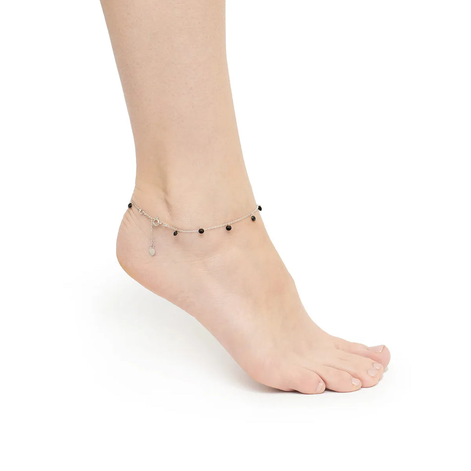 Silver Anklet with Zirconia Circle